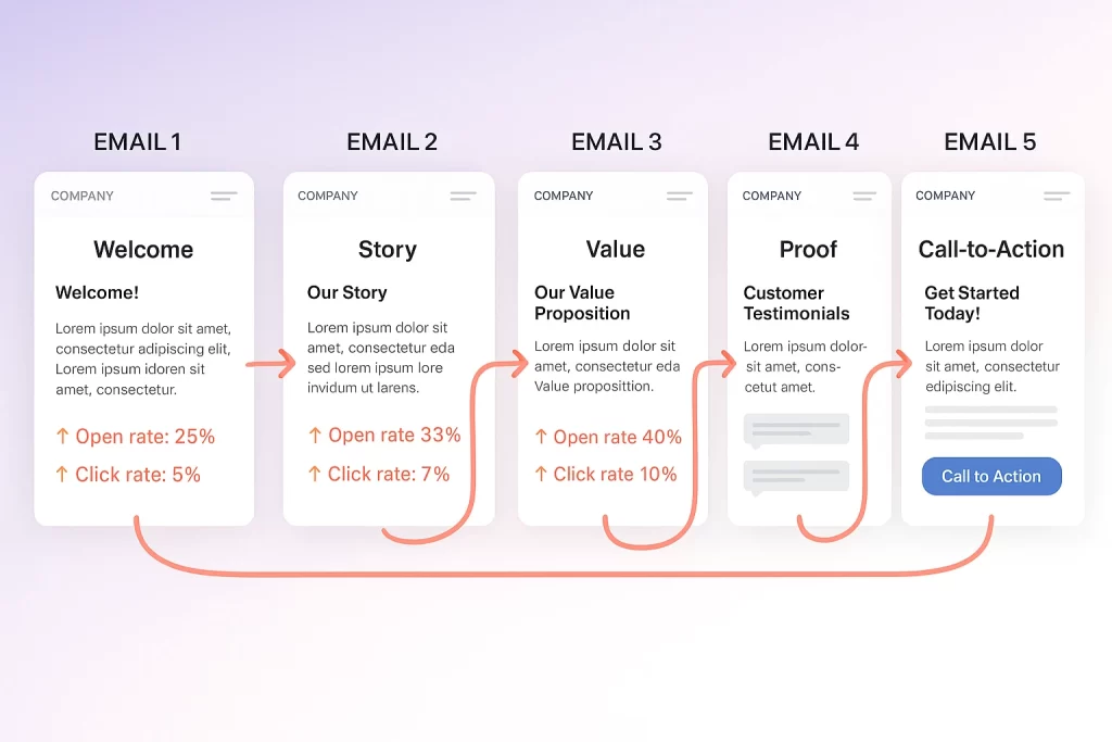 infographics explaining email marketing funnel as part of Sales-Informed Marketing